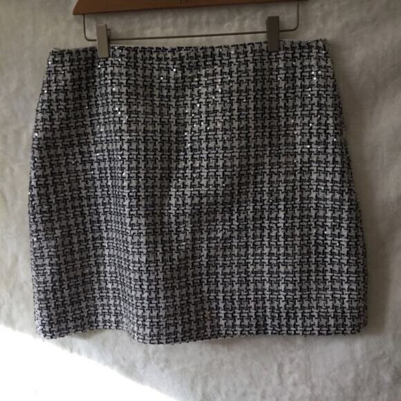 Loft Black and White Sequin Shift Skirt - Picture 8 of 14
